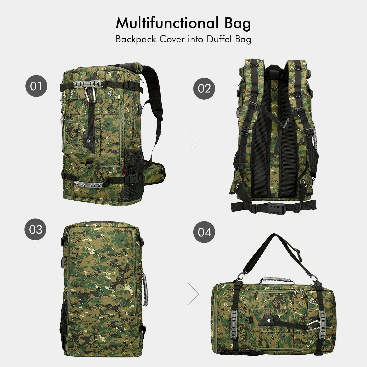 Camo Nylon Travel Backpack for Men