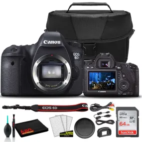 Canon EOS 6D DSLR Camera (Body Only) (8035B002)    EOS Bag    Sandisk Ultra 64GB Card   Cleaning Set And More (International Model)