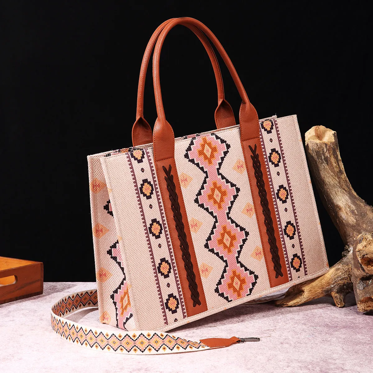 Canvas Tote Bag Western Purses for Women Shoulder Boho Aztec Handbags