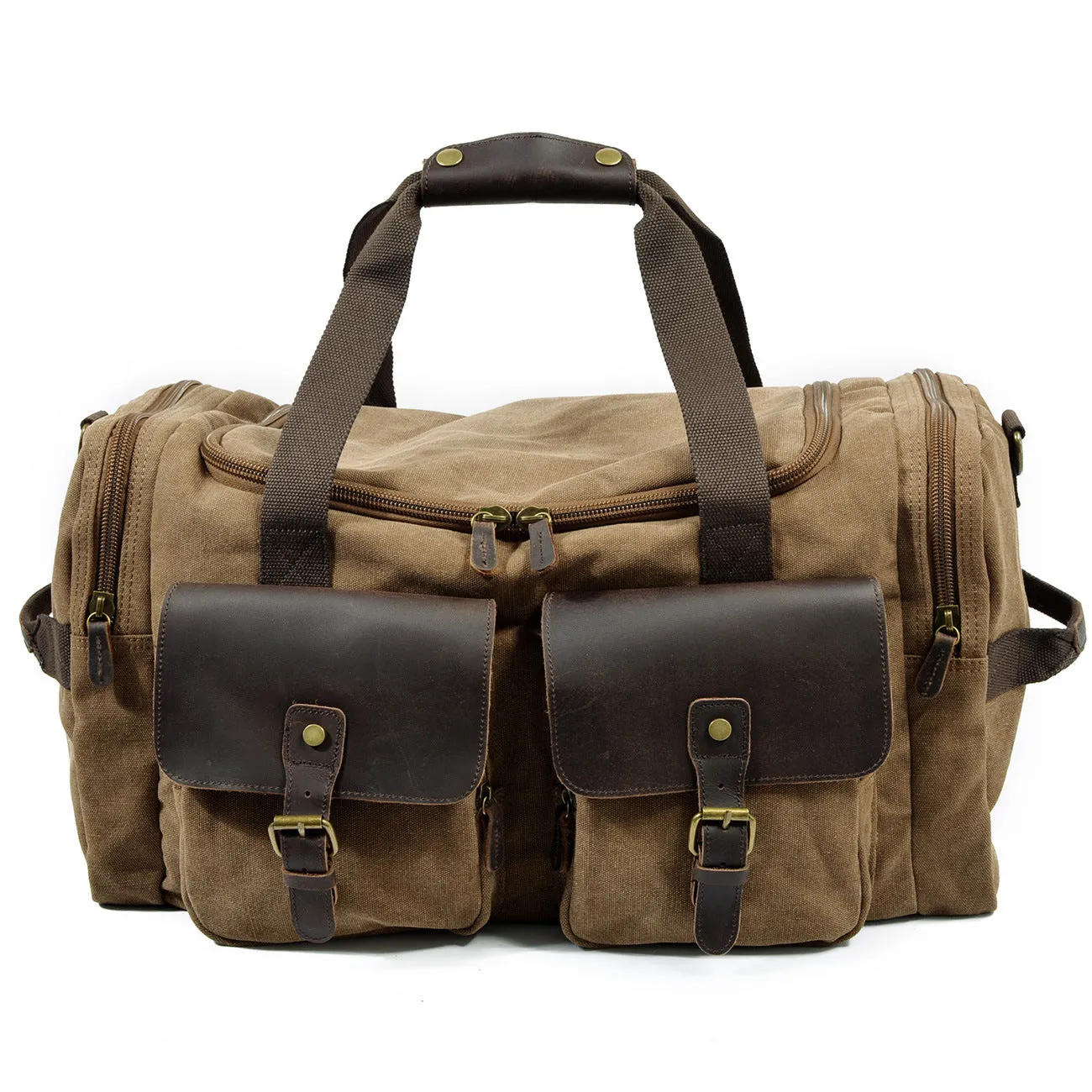 Casual Men's Large Storage Leather Canvas Traveling Duffle Bags 9133