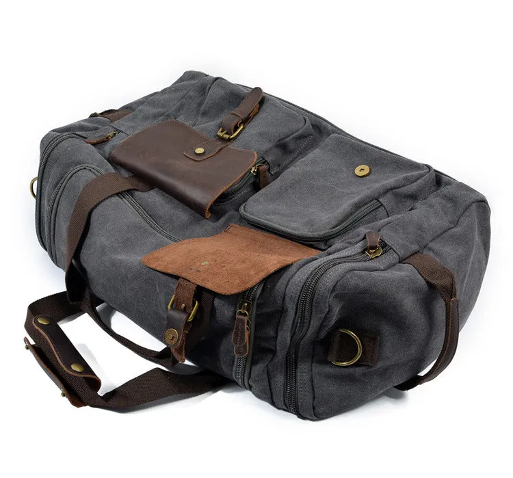 Casual Men's Large Storage Leather Canvas Traveling Duffle Bags 9133