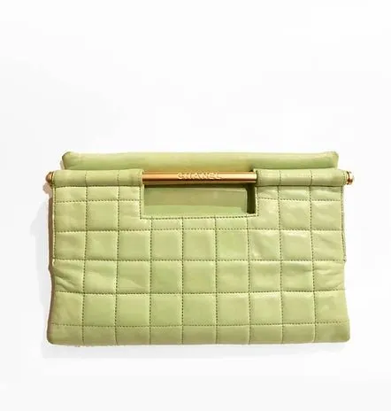 CHANEL QUILTED MINT GREEN TOP HANDLE FLAP TOTE BAG