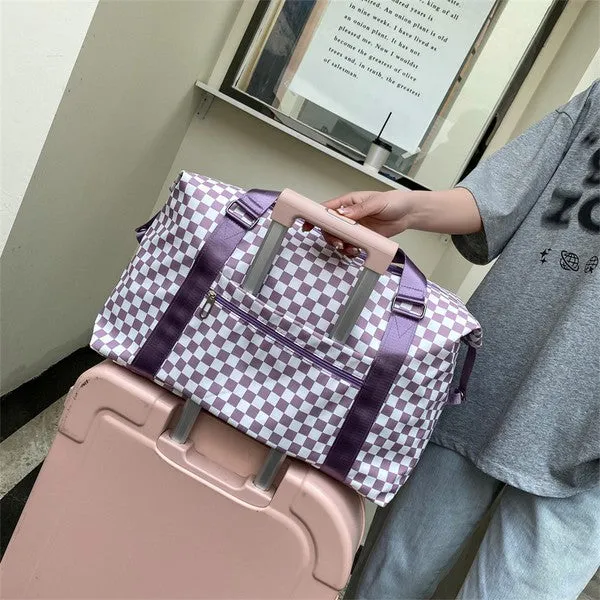 Checkered Weekender Travel Luggage Tote Bag