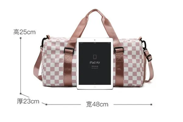 Checkered Weekender Travel Luggage Tote Bag