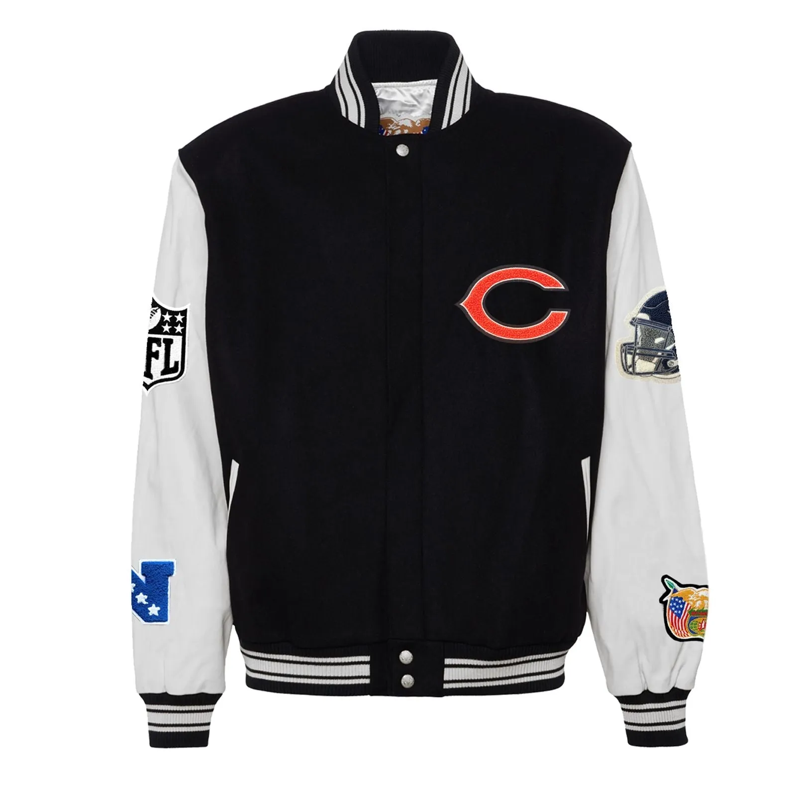 CHICAGO BEARS WOOL & LEATHER VARSITY JACKET Black/White