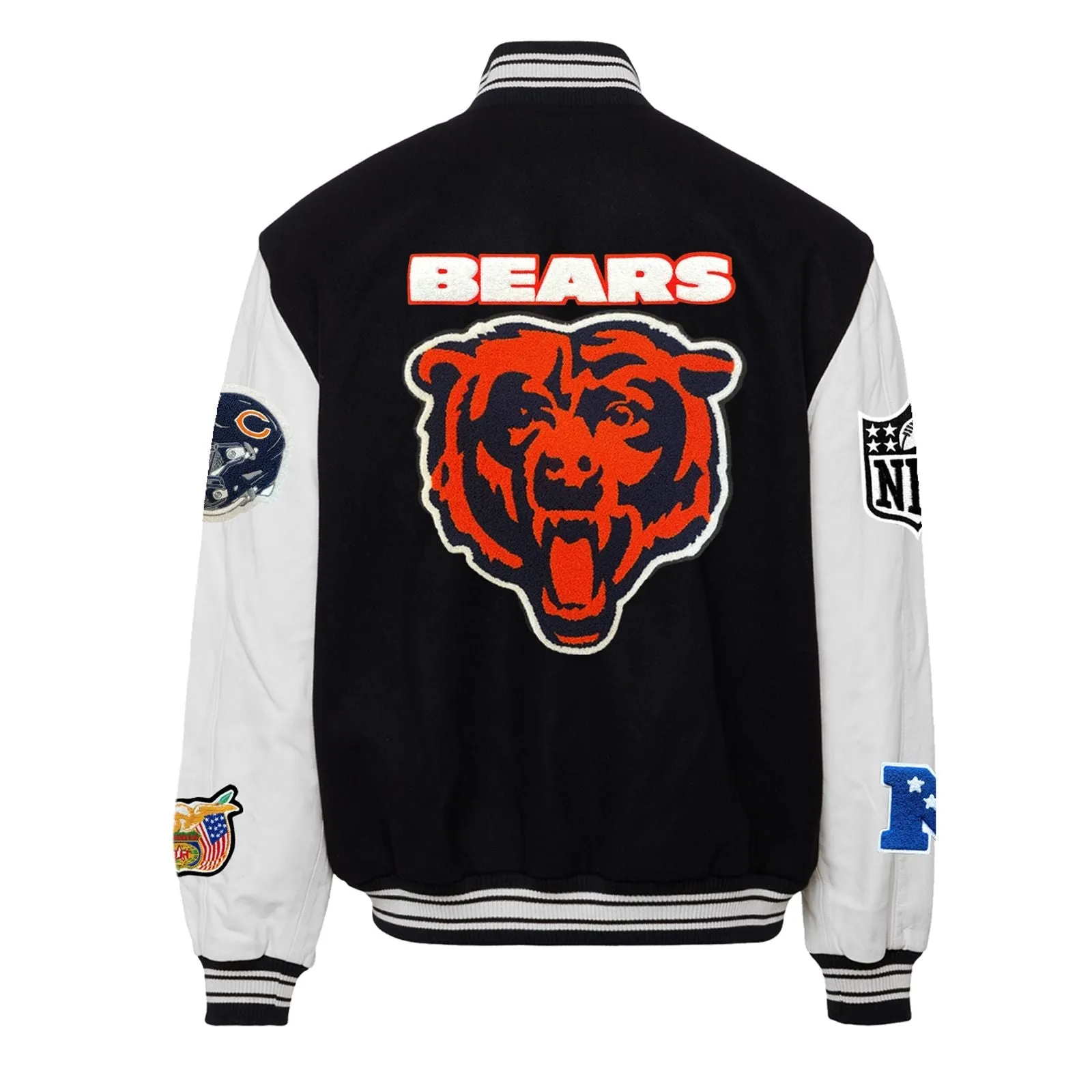 CHICAGO BEARS WOOL & LEATHER VARSITY JACKET Black/White