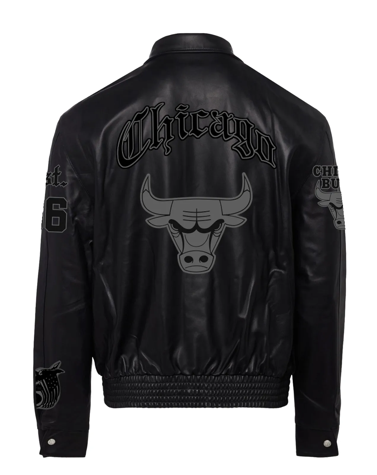 CHICAGO BULLS FULL LEATHER OLD ENGLISH JACKET Black/Black