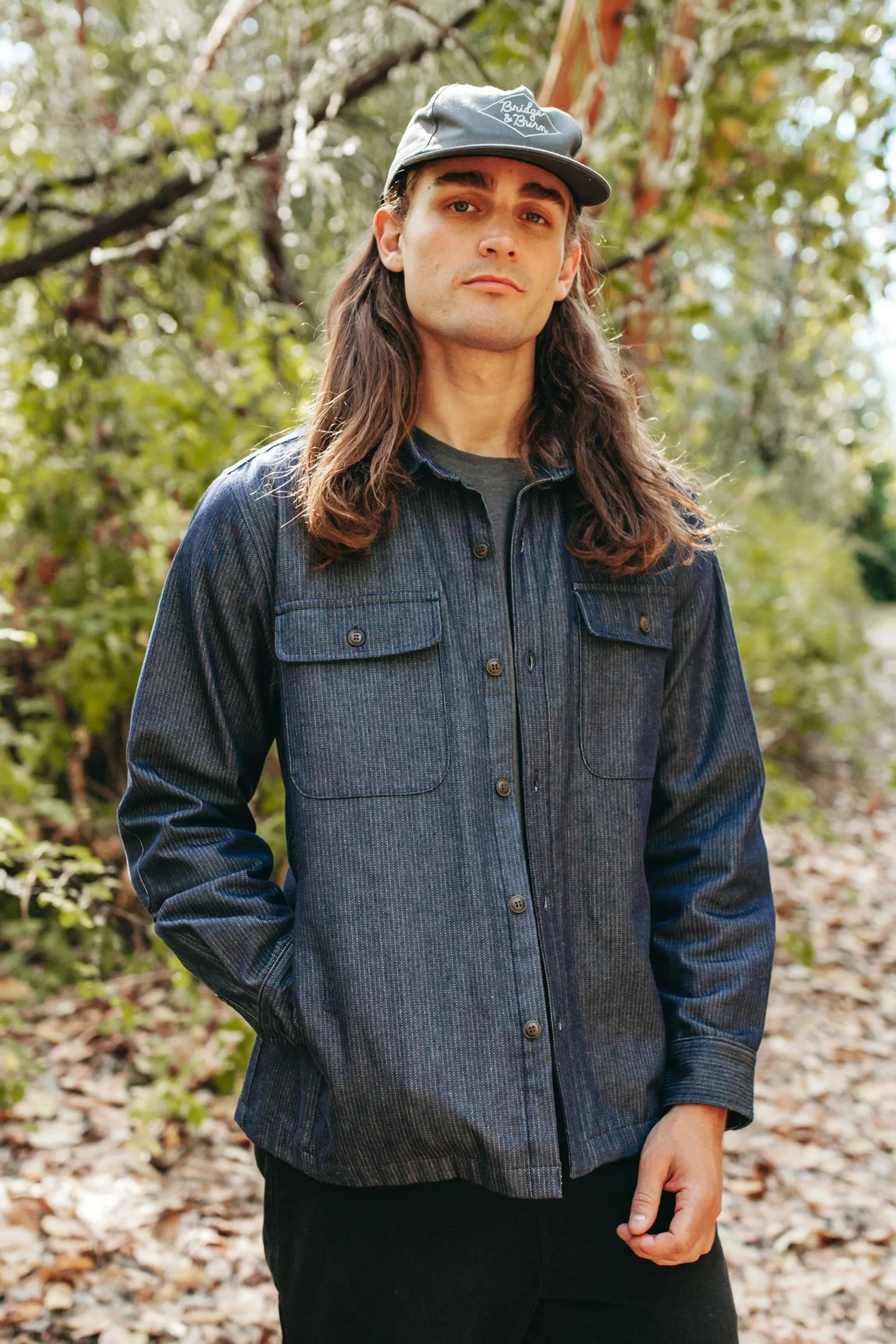 Crest Overshirt / Denim Pinstripe