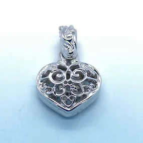 Double Tribal Heart Pendant with Rhodium Plating