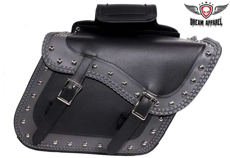 Dream Apparel Studded PVC Motorcycle Saddlebag With Gun Holsters