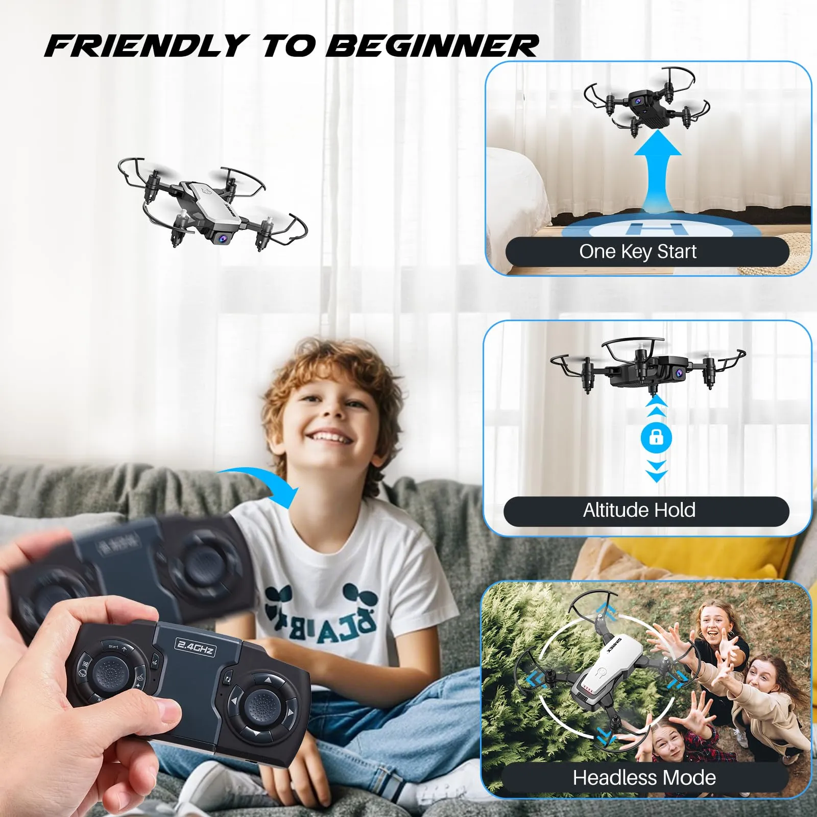 Drone with Camera 720P HD FPV, RC Quadcopter Foldable Drone, Mini Drone With Altitude Hold, 3D Flip, Headless Mode, Gravity Control