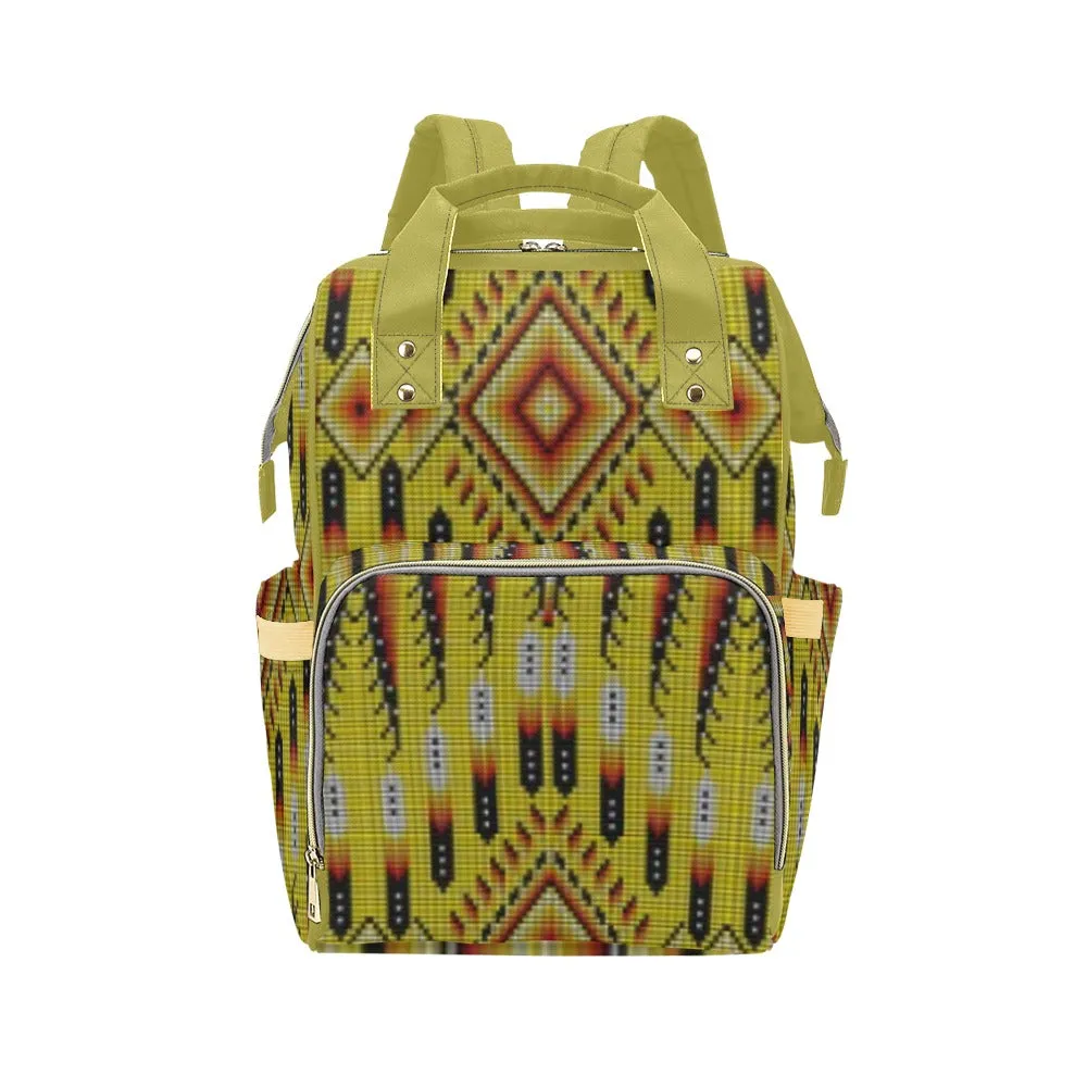 Fire Feather Yellow Multi-Function Diaper Backpack/Diaper Bag