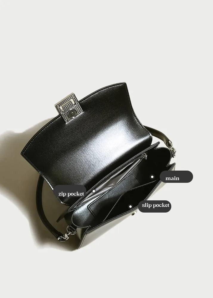 Genuine Cowhide Leather Flap Shoulder Bag