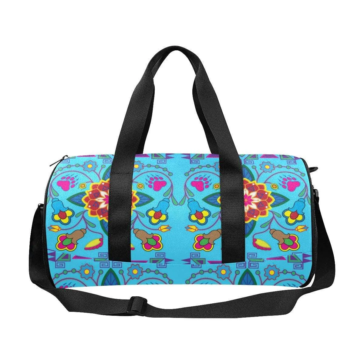 Geometric Floral Winter - Sky Blue Duffle Bag