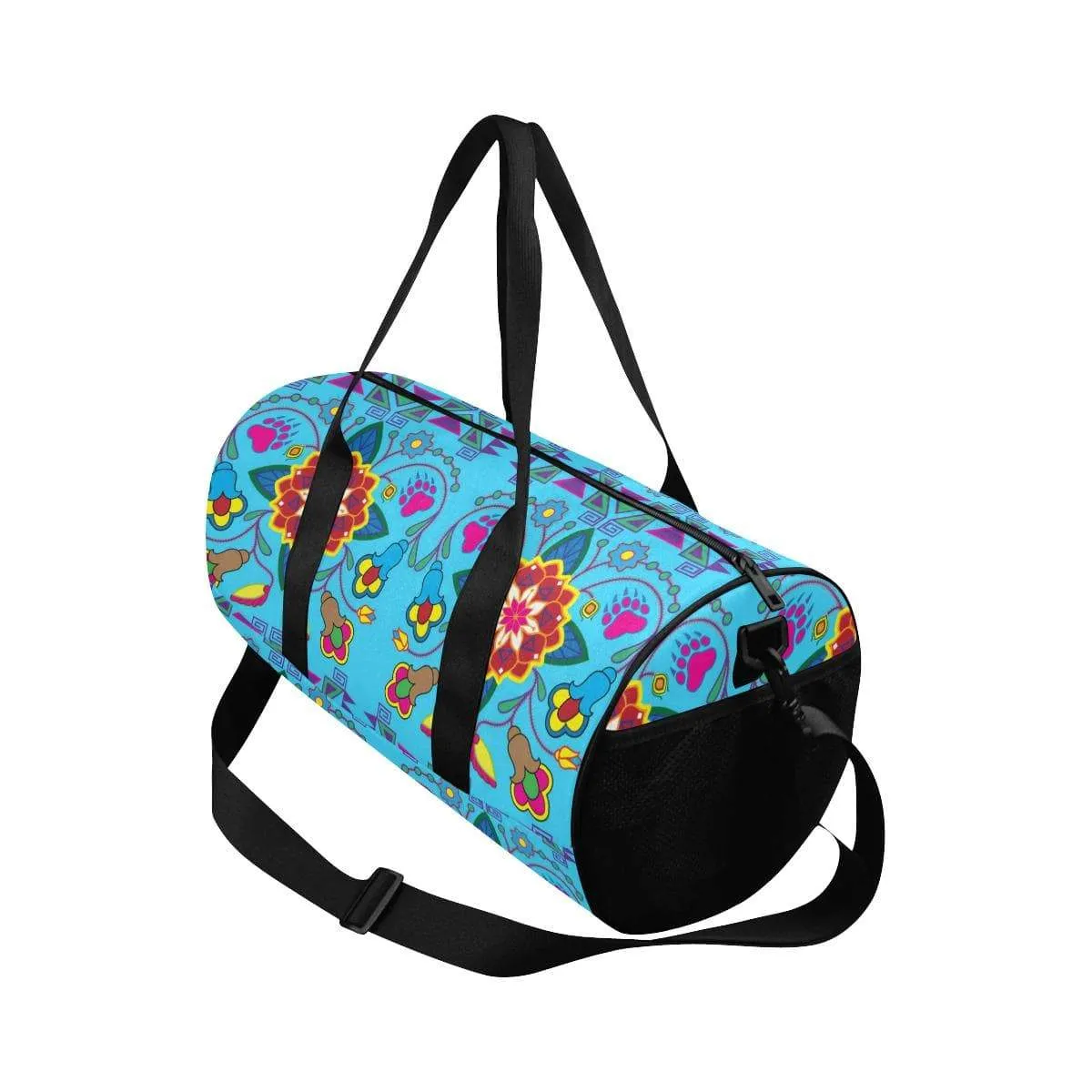 Geometric Floral Winter - Sky Blue Duffle Bag