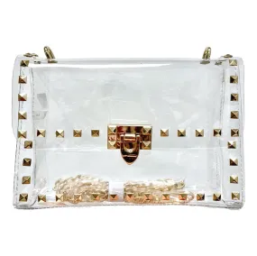 Gold Studded Clear Crossbody Purse