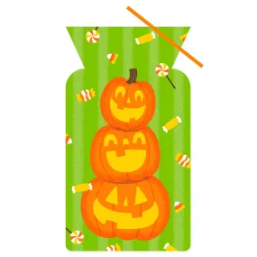 Halloween Pumpkin Stack Shaped Cello Bag, 20ct