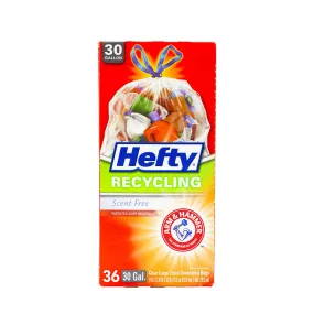 Hefty Arm & Hammer Recycling Bags Scent Free 30 Gallons