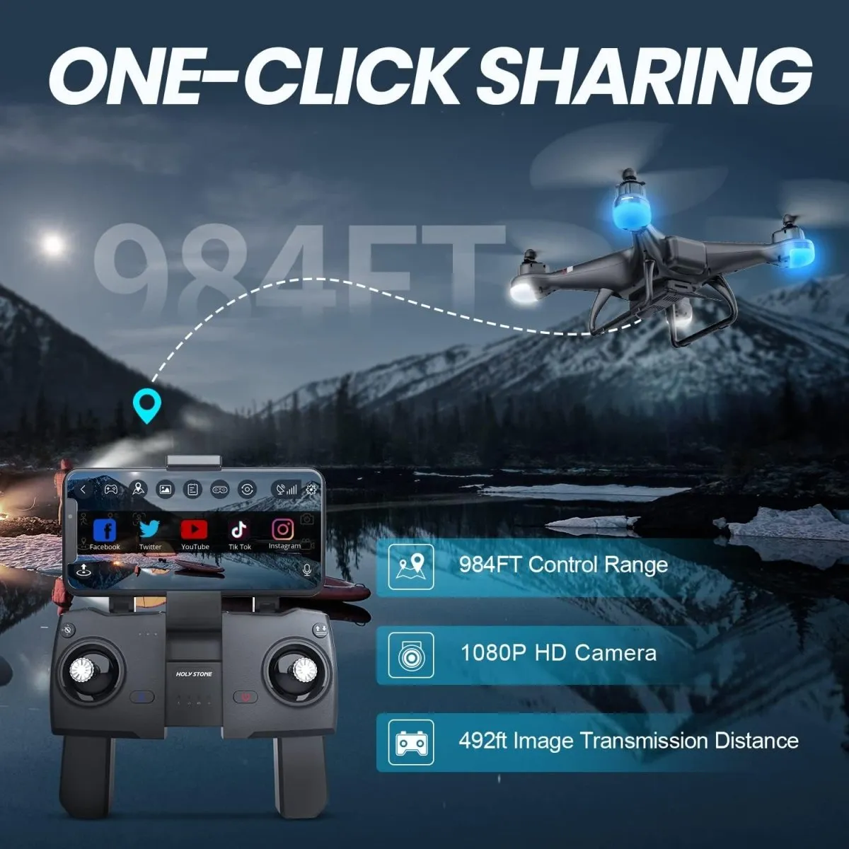 Holy Stone HS110G GPS Drone 1080P HD Camera FPV Live Video Quadcopter