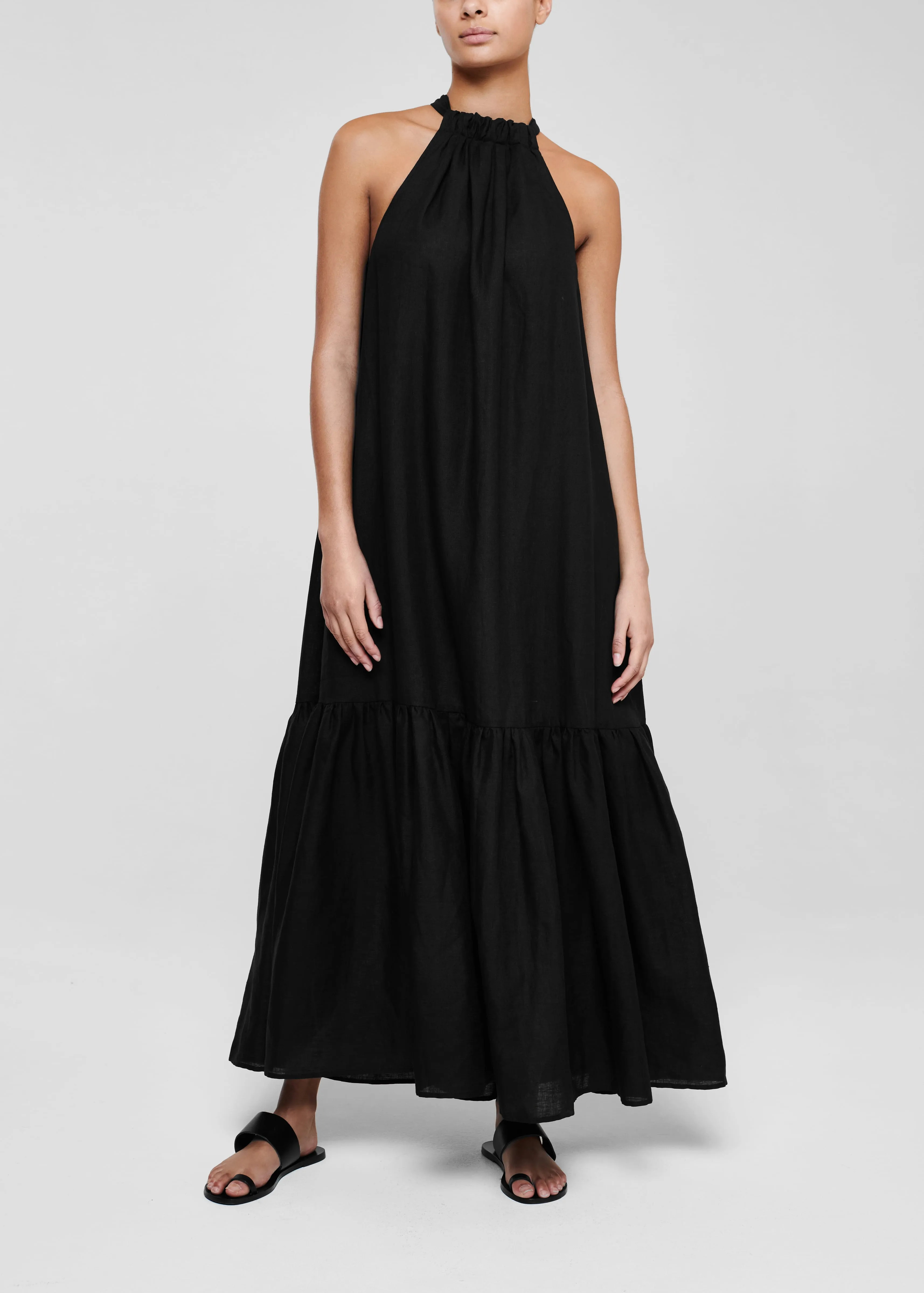 Ibiza Maxi Dress Black Organic Linen