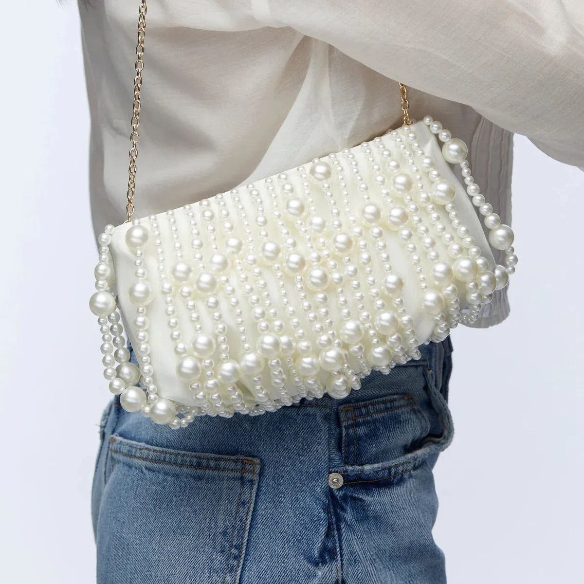 Ivory Willow Beaded Clutch