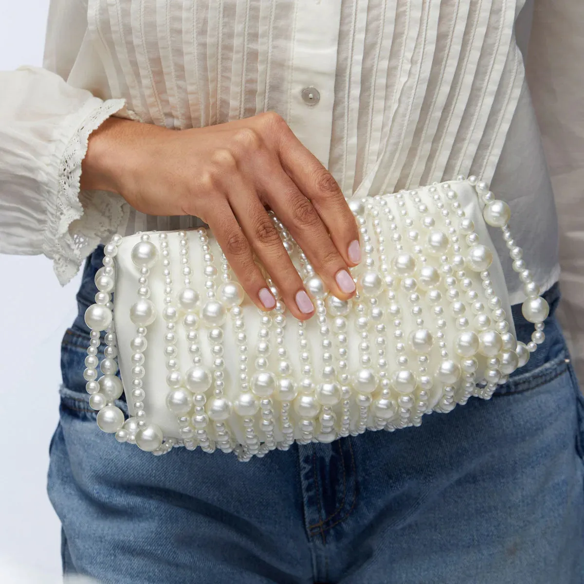 Ivory Willow Beaded Clutch