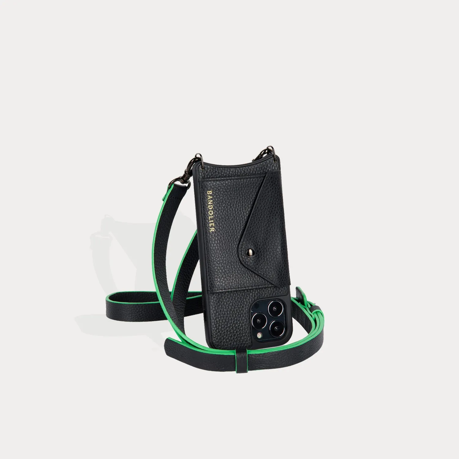 Jill Side Slot Crossbody Bandolier - Green/Pewter