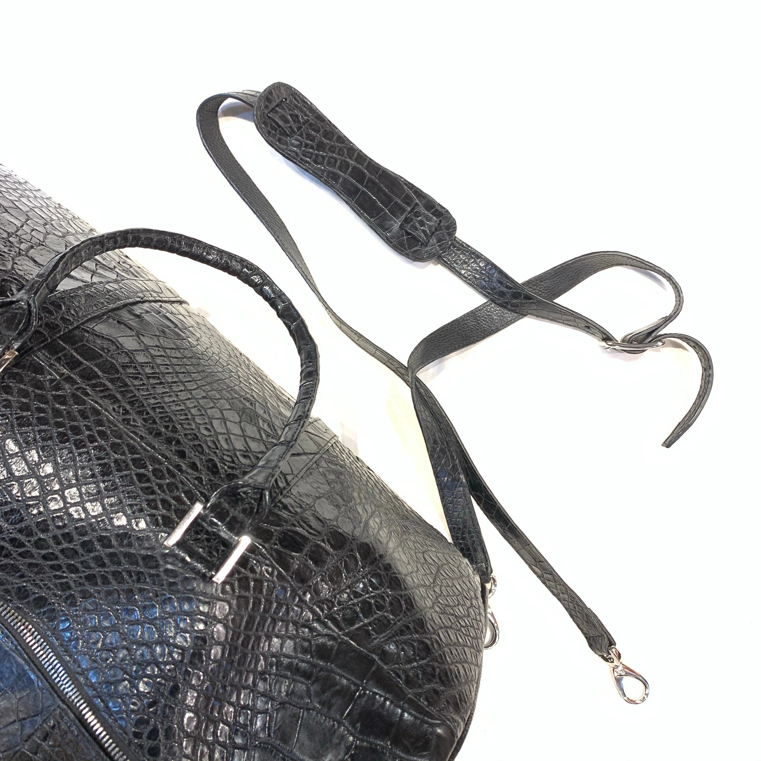 Kashani Black Full Alligator Body Duffle Bag