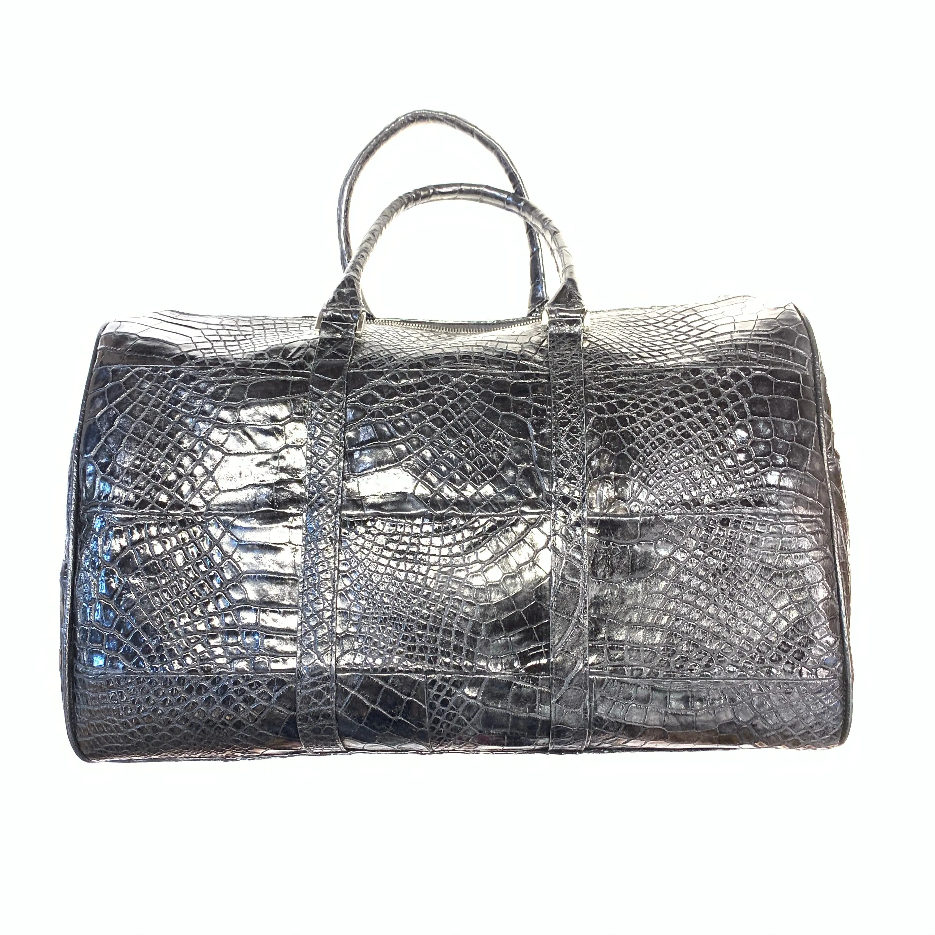 Kashani Black Full Alligator Body Duffle Bag