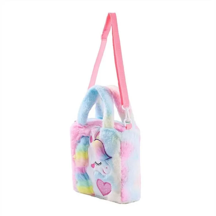 Kids Cute Unicorn Plush Shoulder Bag Girl Children Handbag birthday gift (Multicolor, Pack of 1)