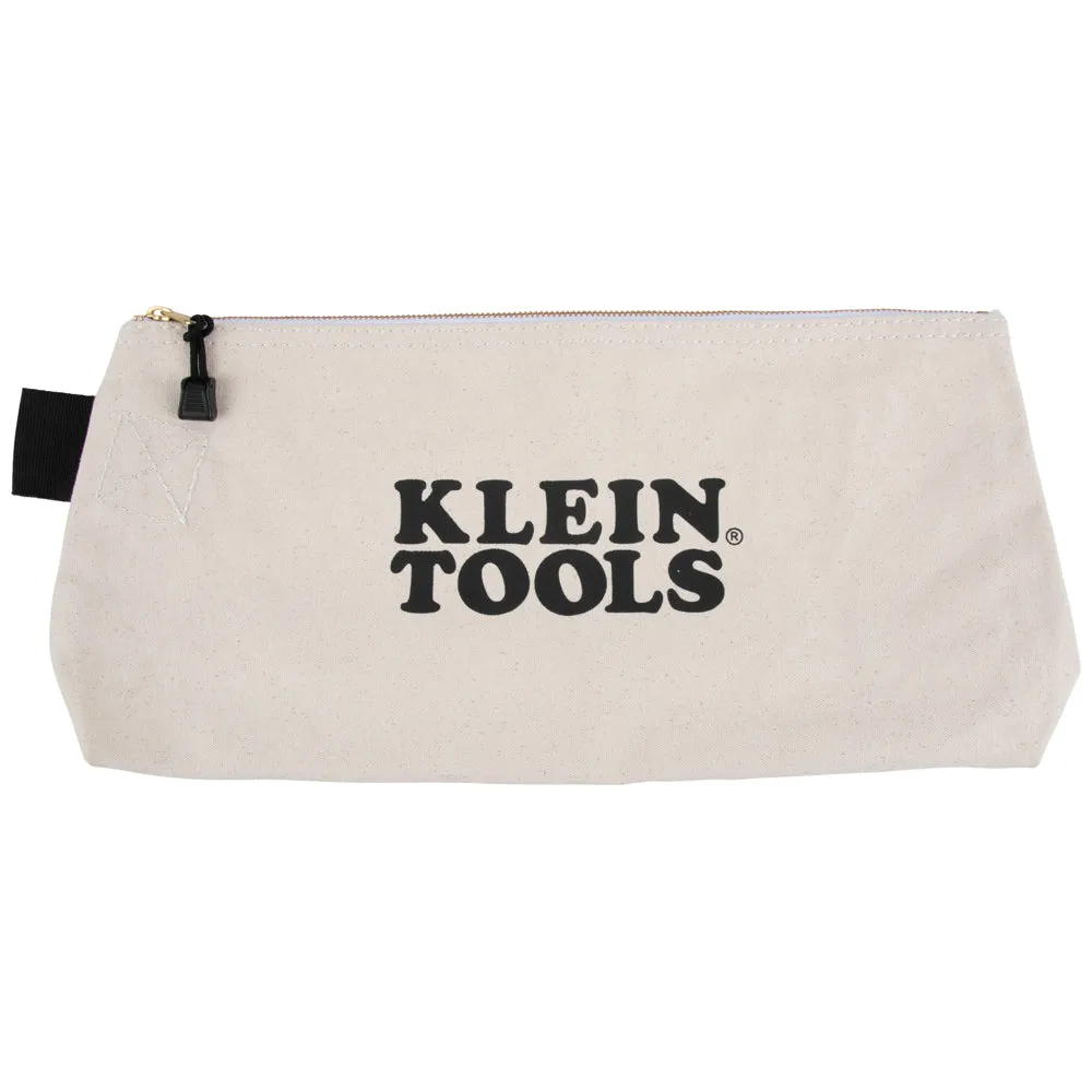 Klein Tools 62042 Zipper Bag, Extra-Long Canvas Tool Pouch, 16-Inch, Natural