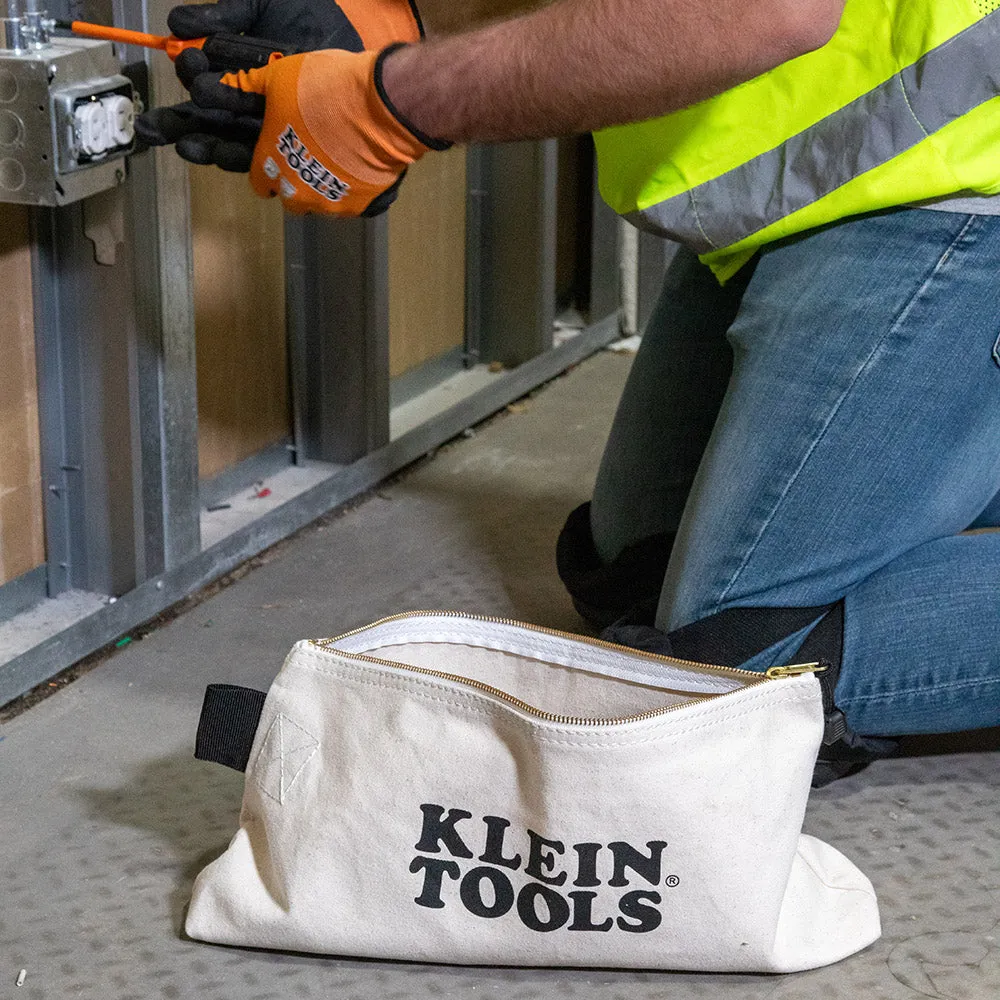 Klein Tools 62042 Zipper Bag, Extra-Long Canvas Tool Pouch, 16-Inch, Natural