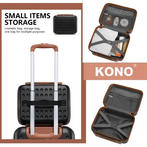 Kono 20" ABS Carry On Cabin Suitcase 4 Piece Travel Set - Black - Includes Vanity Case, Weekend Bag & Toiletry Bag