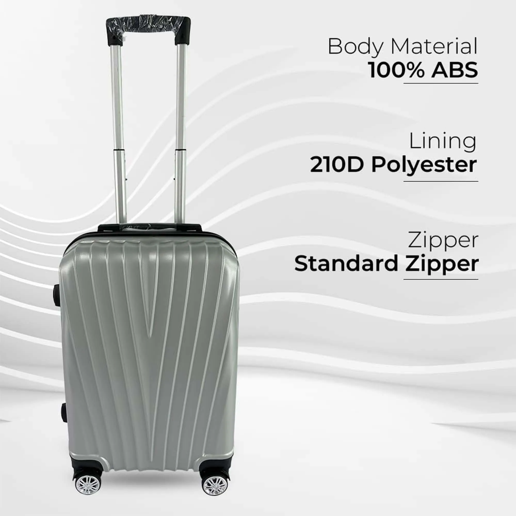 Kuber Industries Set of 3 Lightweight 20inch, 24inch, 28inch Cabin Trolley Bags with 360 Degree Wheels | Expandable Carry-On Cabin Luggage Suitcase | Bags for Travel | 61103PCGRY-Grey