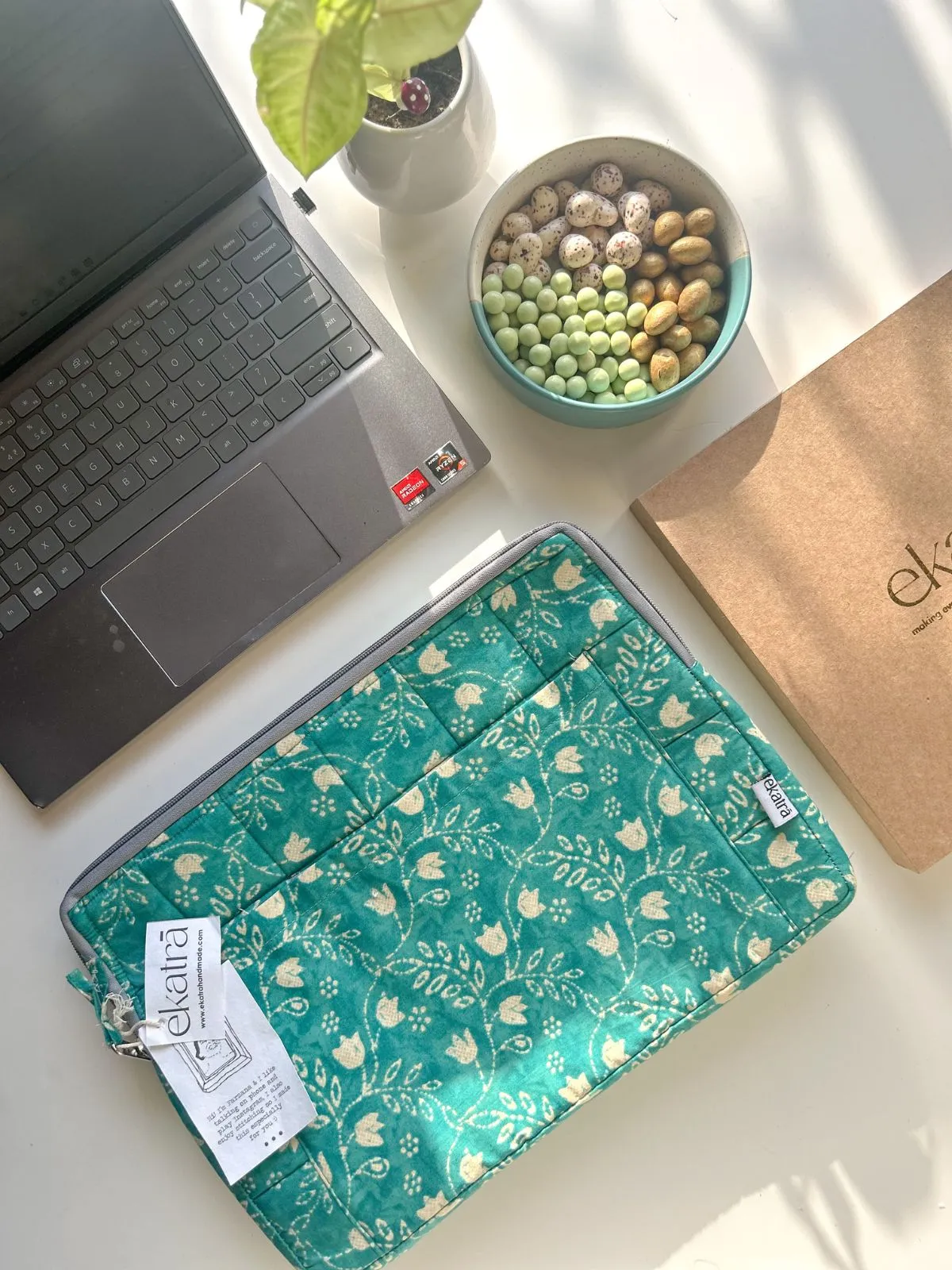 Laptop Sleeve Teal Floral