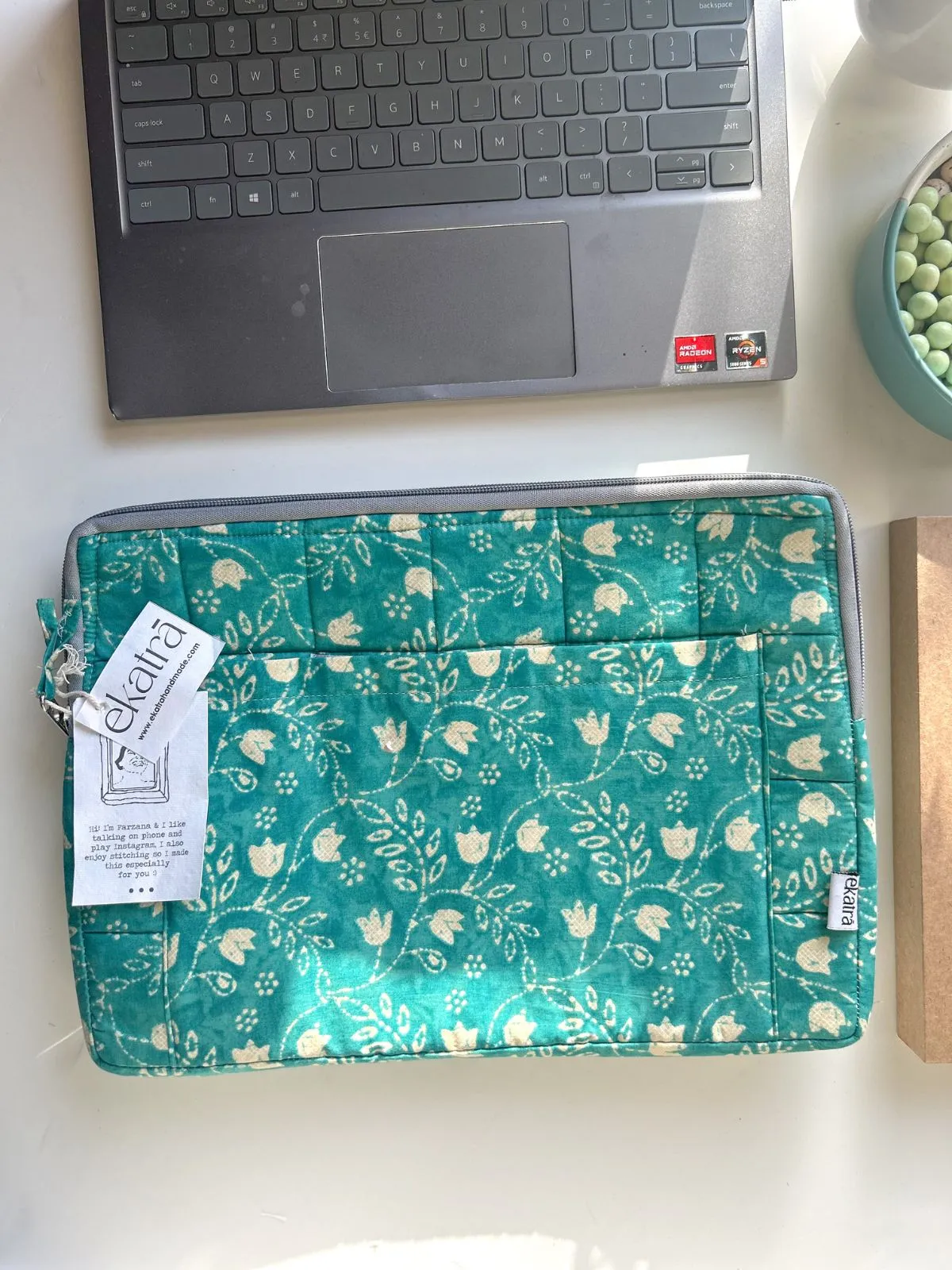 Laptop Sleeve Teal Floral