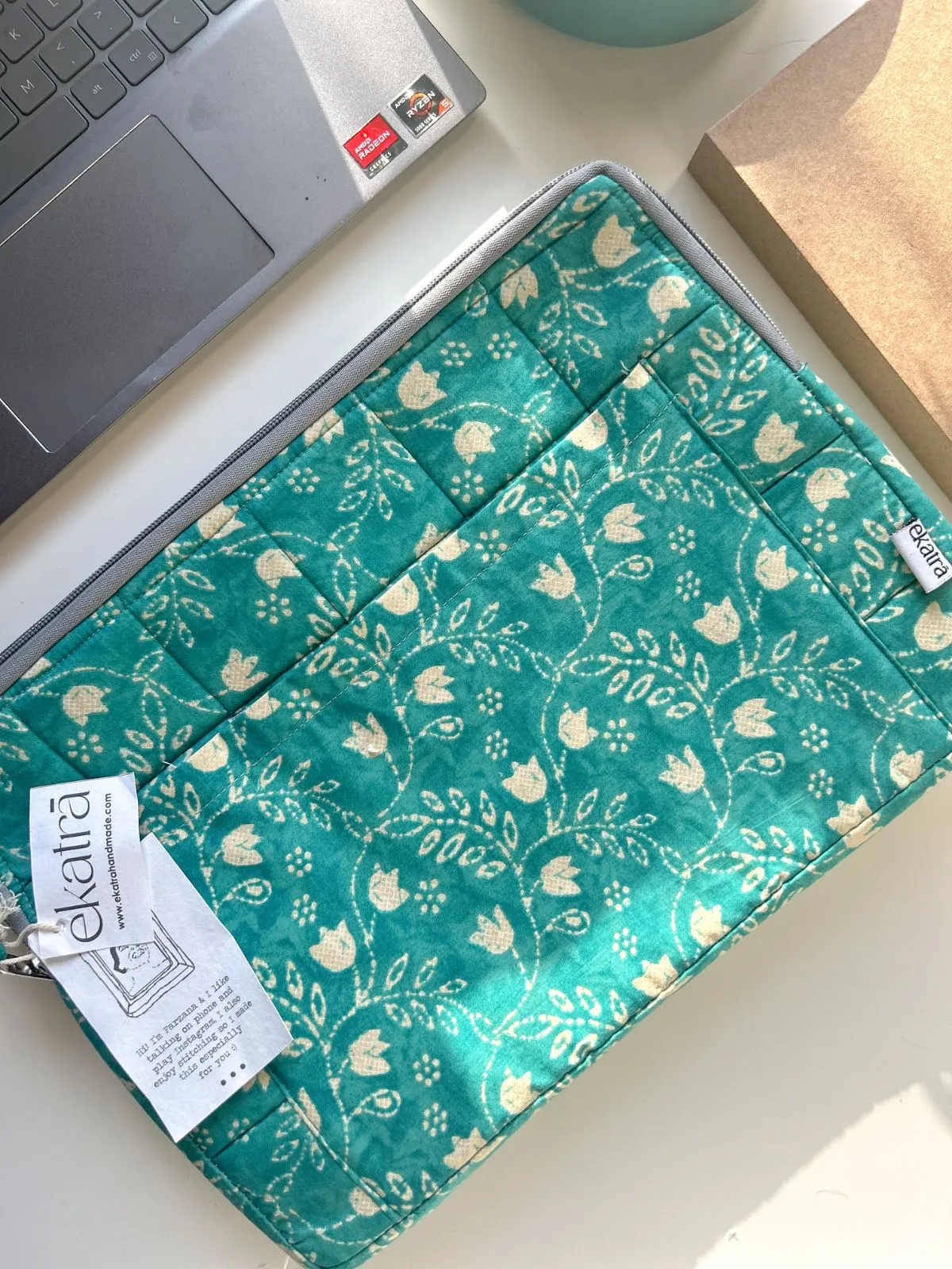 Laptop Sleeve Teal Floral