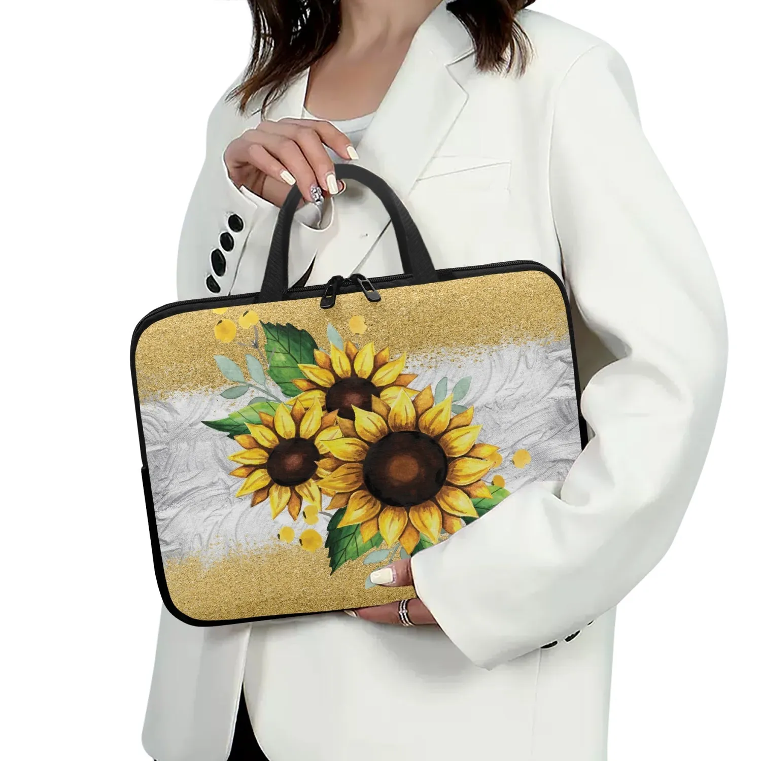 Laptop Sleeve with Handles - Sunflowers