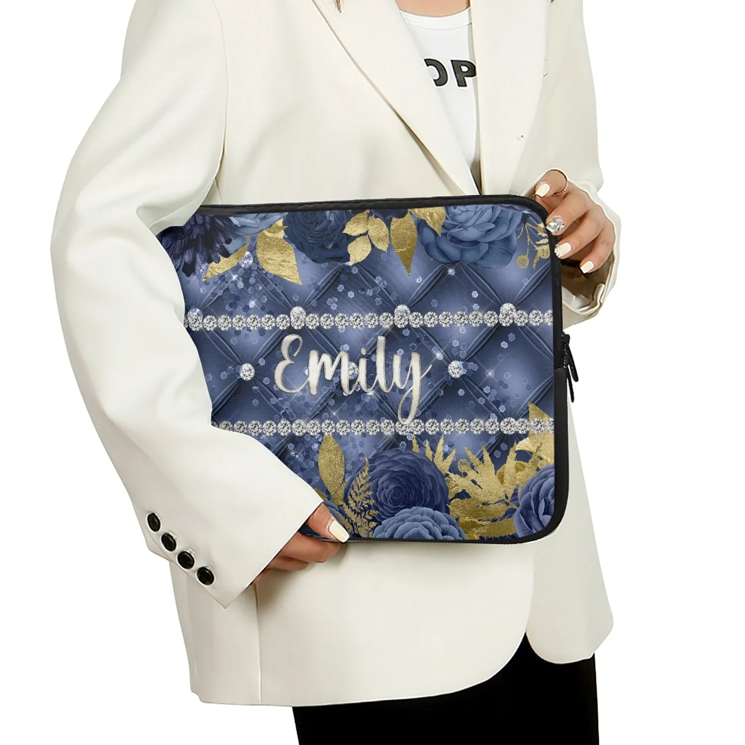 Laptop Sleeve - without handles - Navy Floral - Personalised