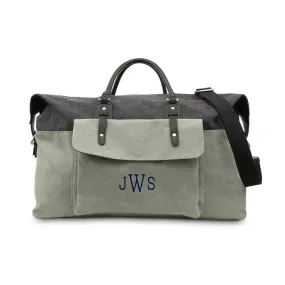 Large Canvas Weekender Travel Bag - Black & Grey