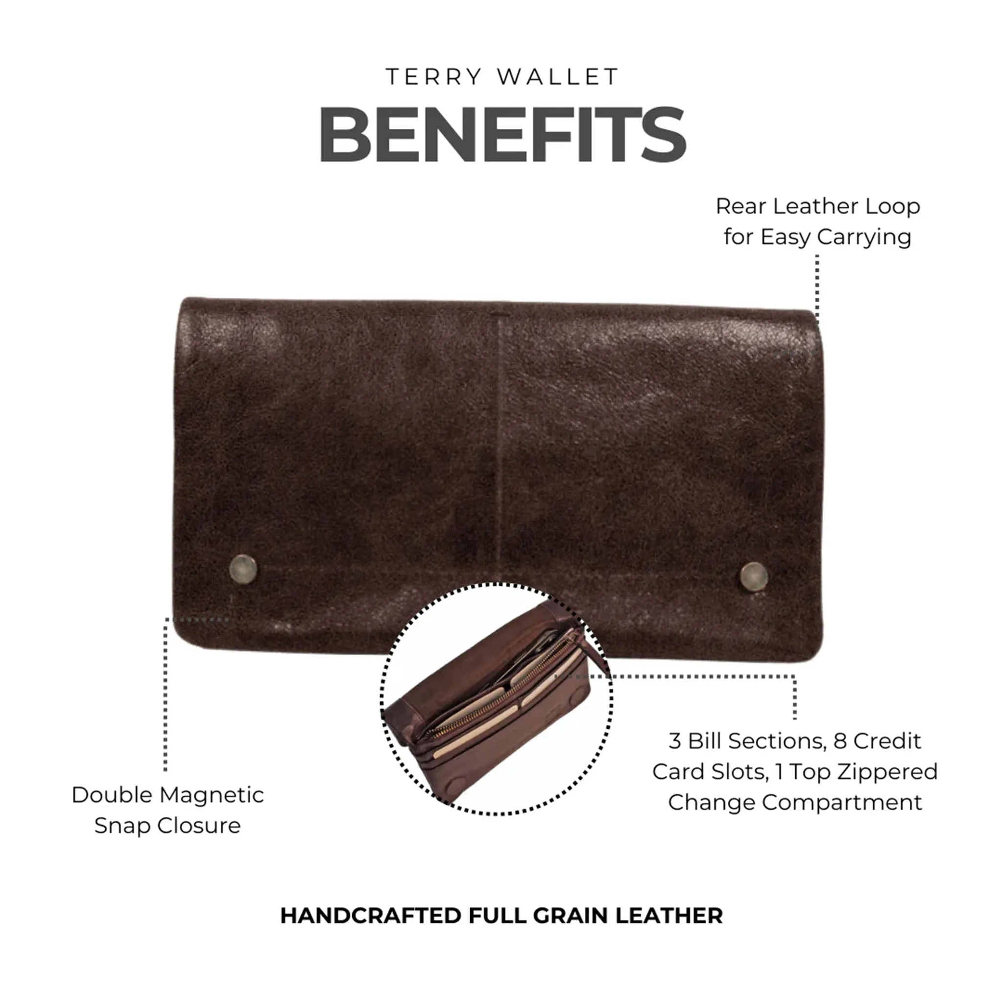 Latico Leathers Terry Wallet in Brown