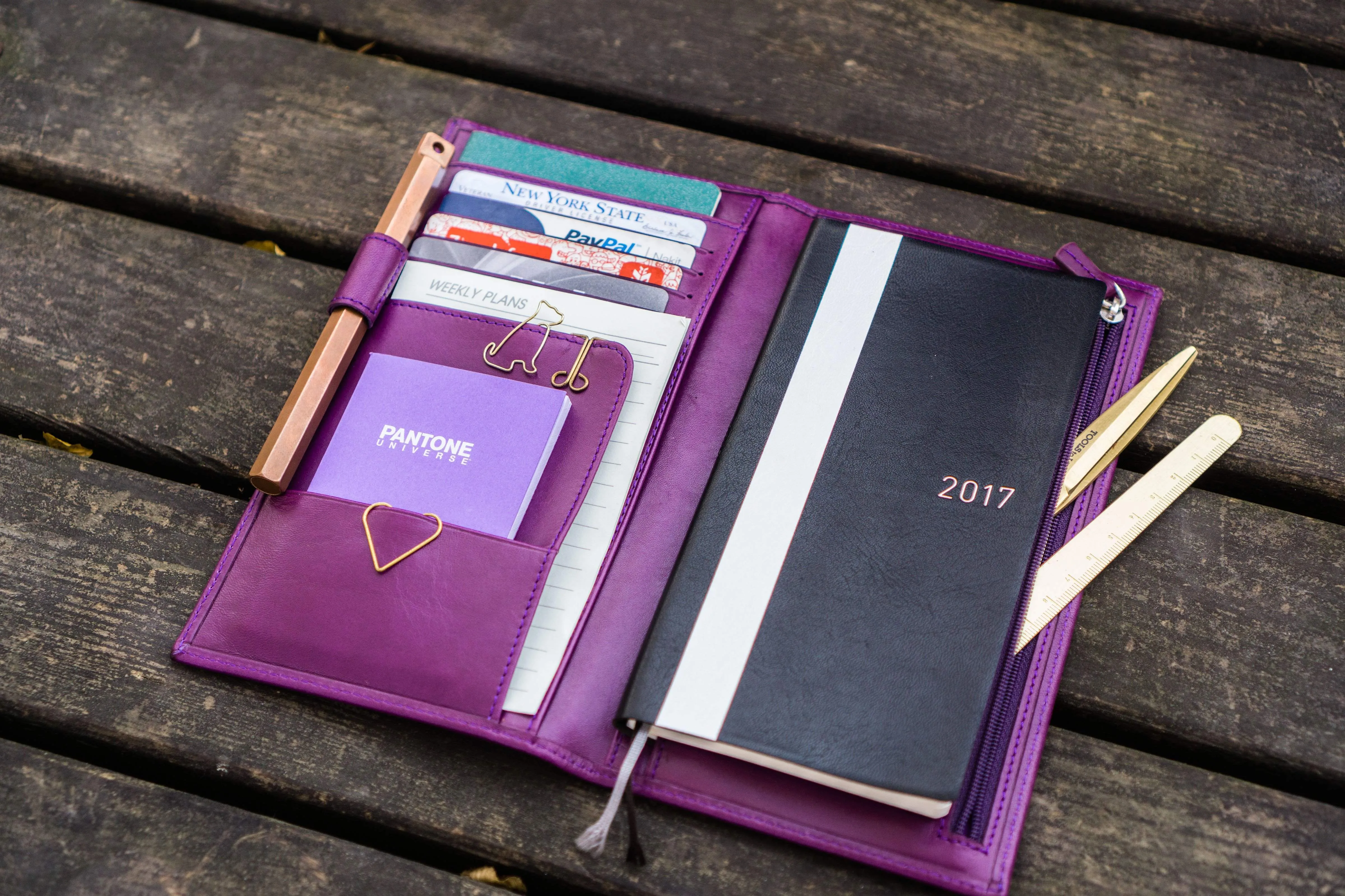 Leather Hobonichi Weeks Cover - Purple