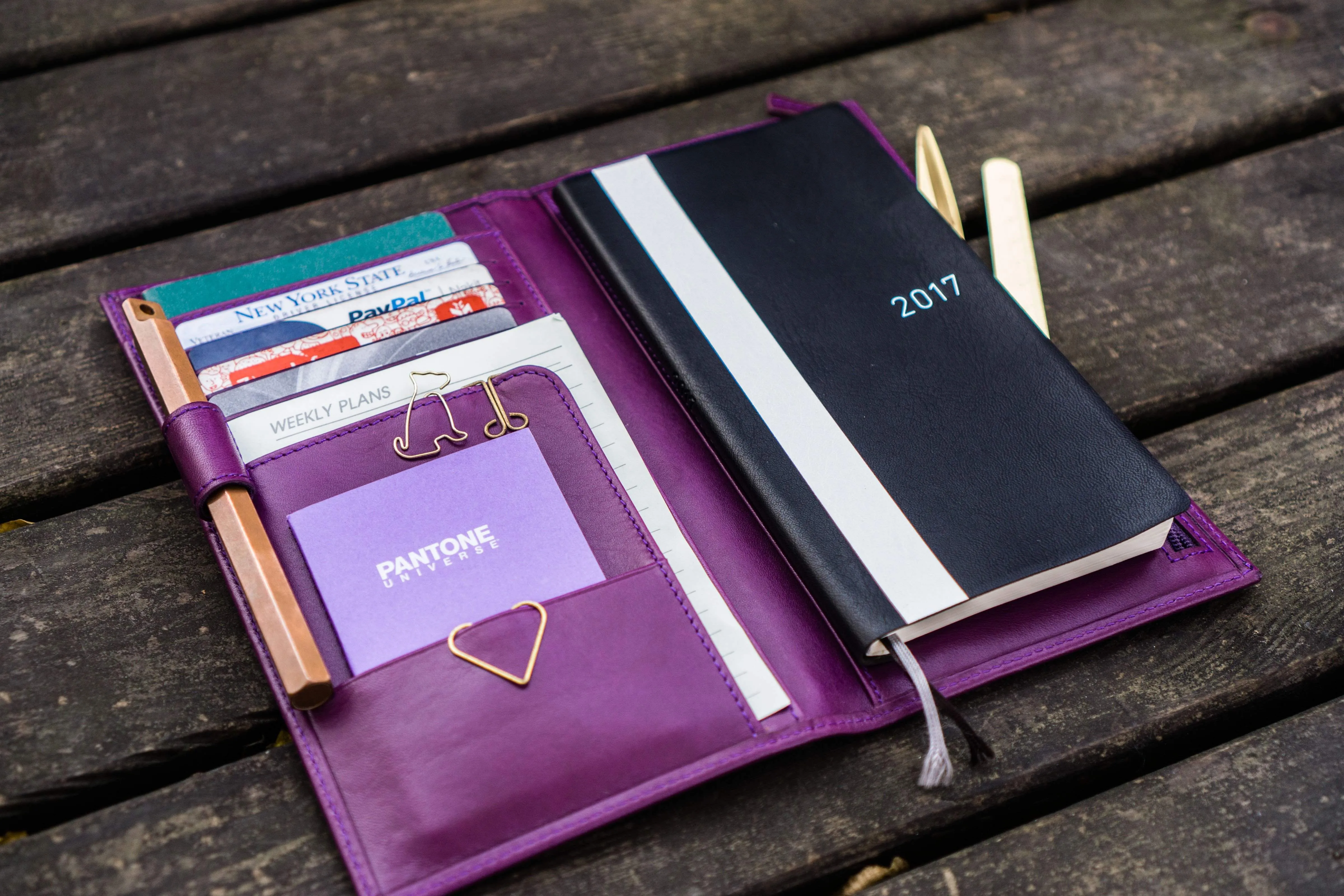 Leather Hobonichi Weeks Cover - Purple