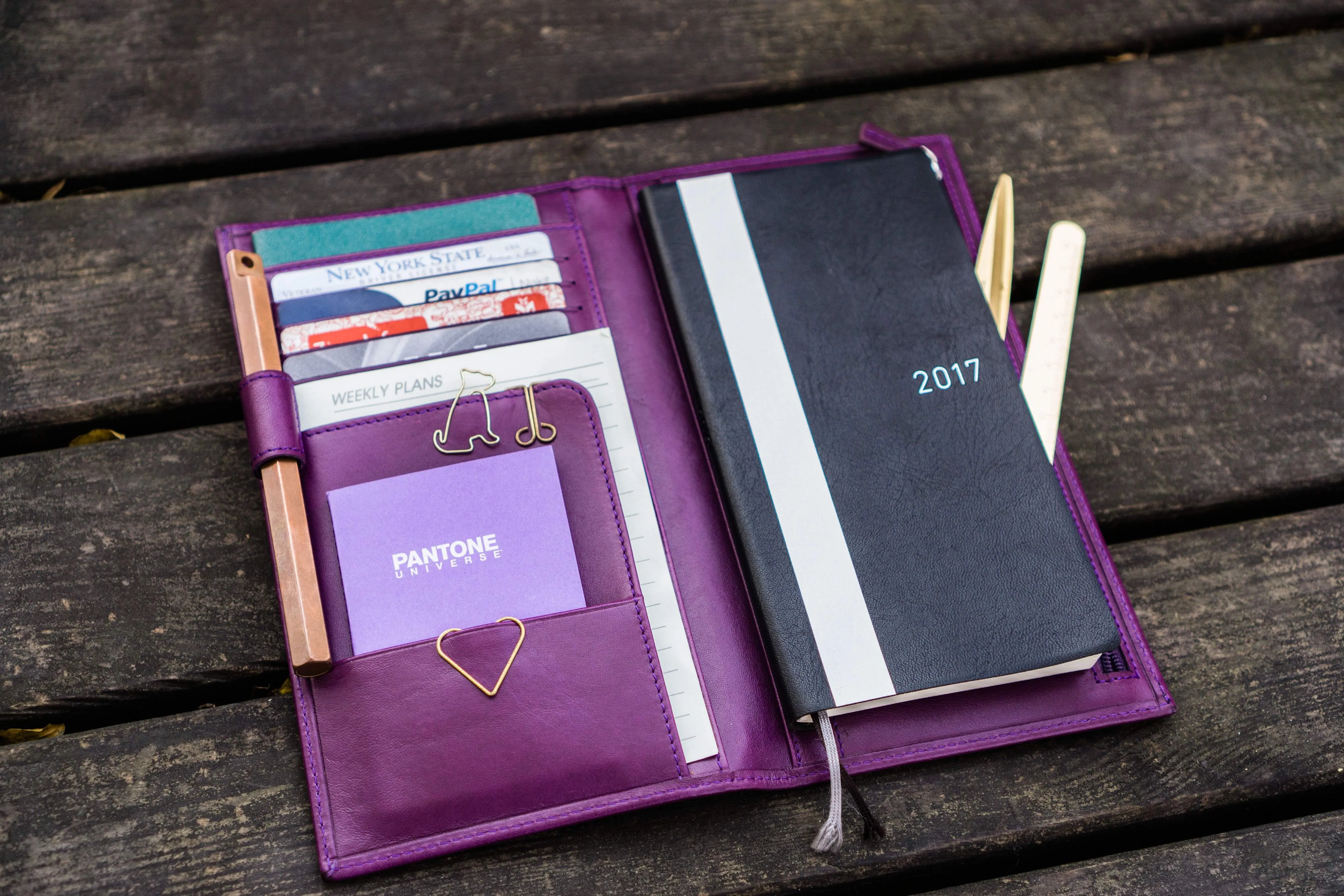 Leather Hobonichi Weeks Cover - Purple