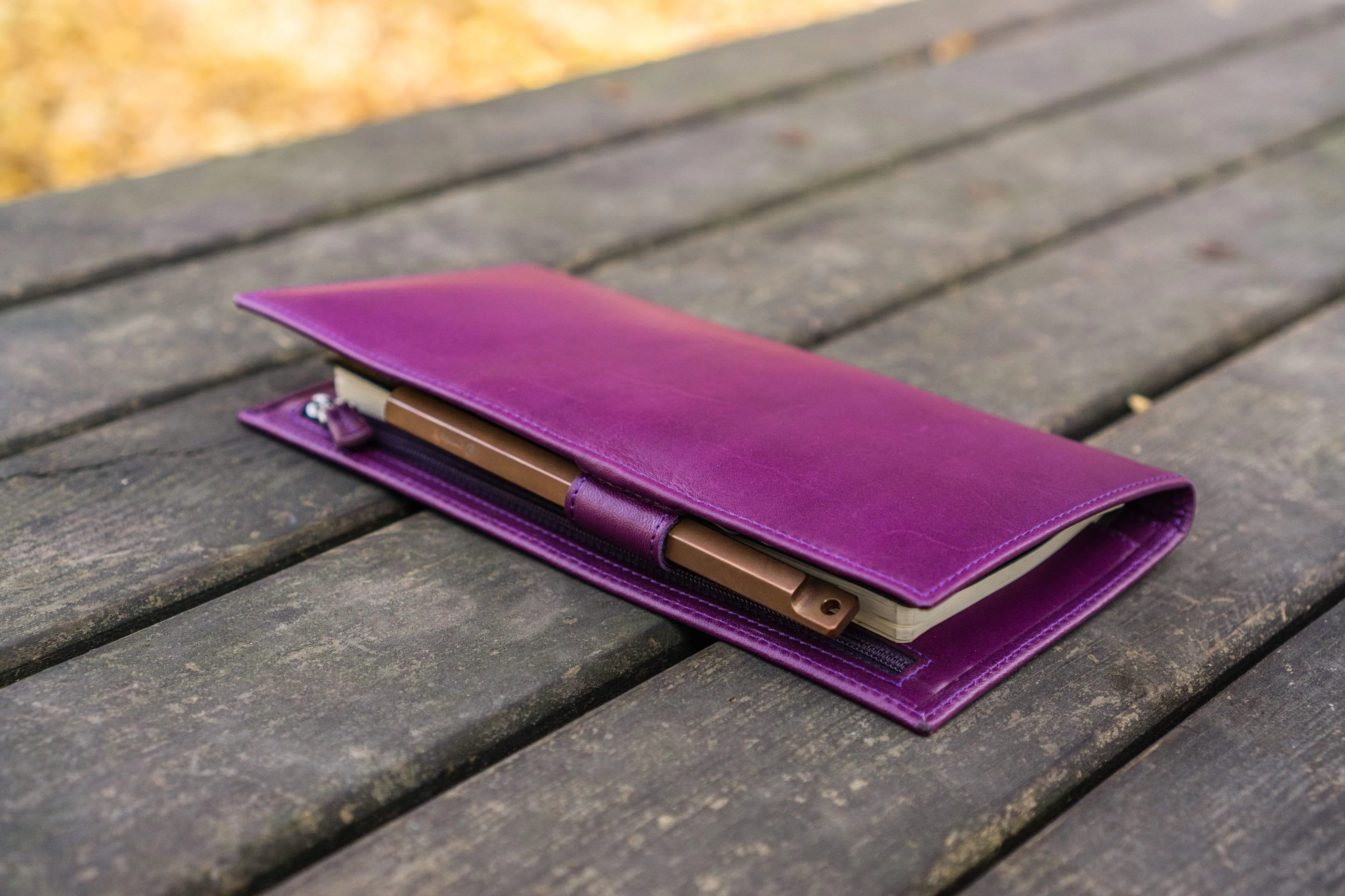 Leather Hobonichi Weeks Cover - Purple