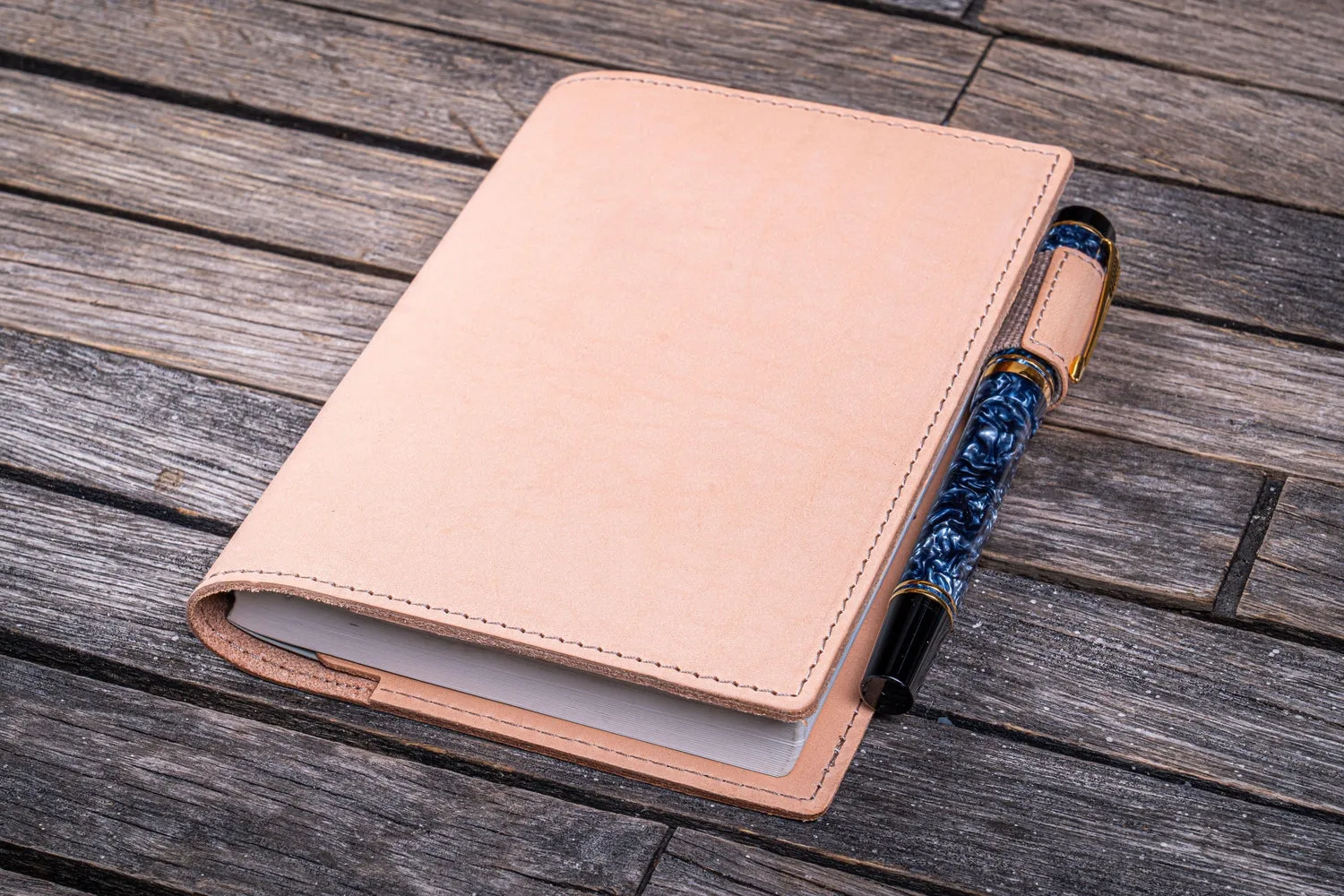 Leather Slim A6 Notebook / Planner Cover - Undyed Leather