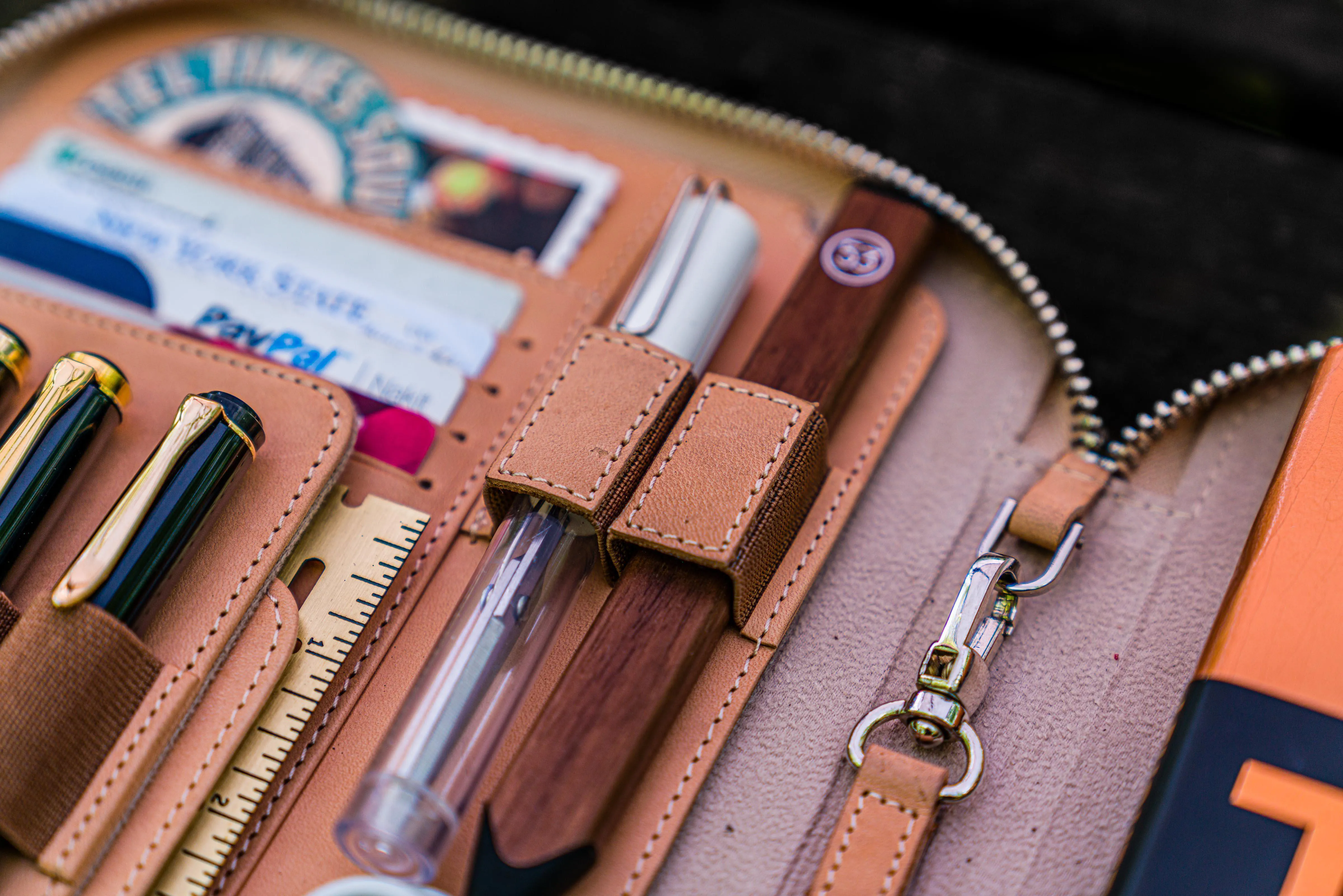 Leather Zippered iPad Mini & Large Moleskine Folio - Undyed Leather