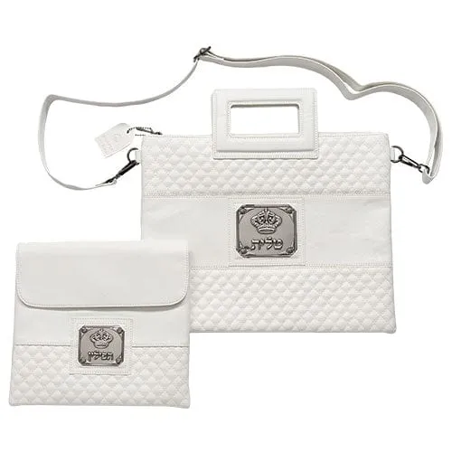 Leatherette Talit Bag With Plate 36*29 Cm - White