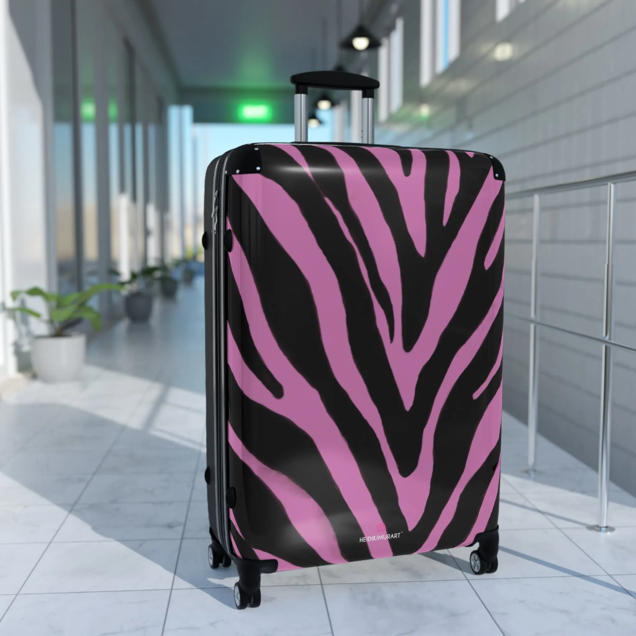 Light Pink Zebra Print Suitcases, Animal Print Best Suitcases, Travel Bag Suitcases (Small, Medium, Large)