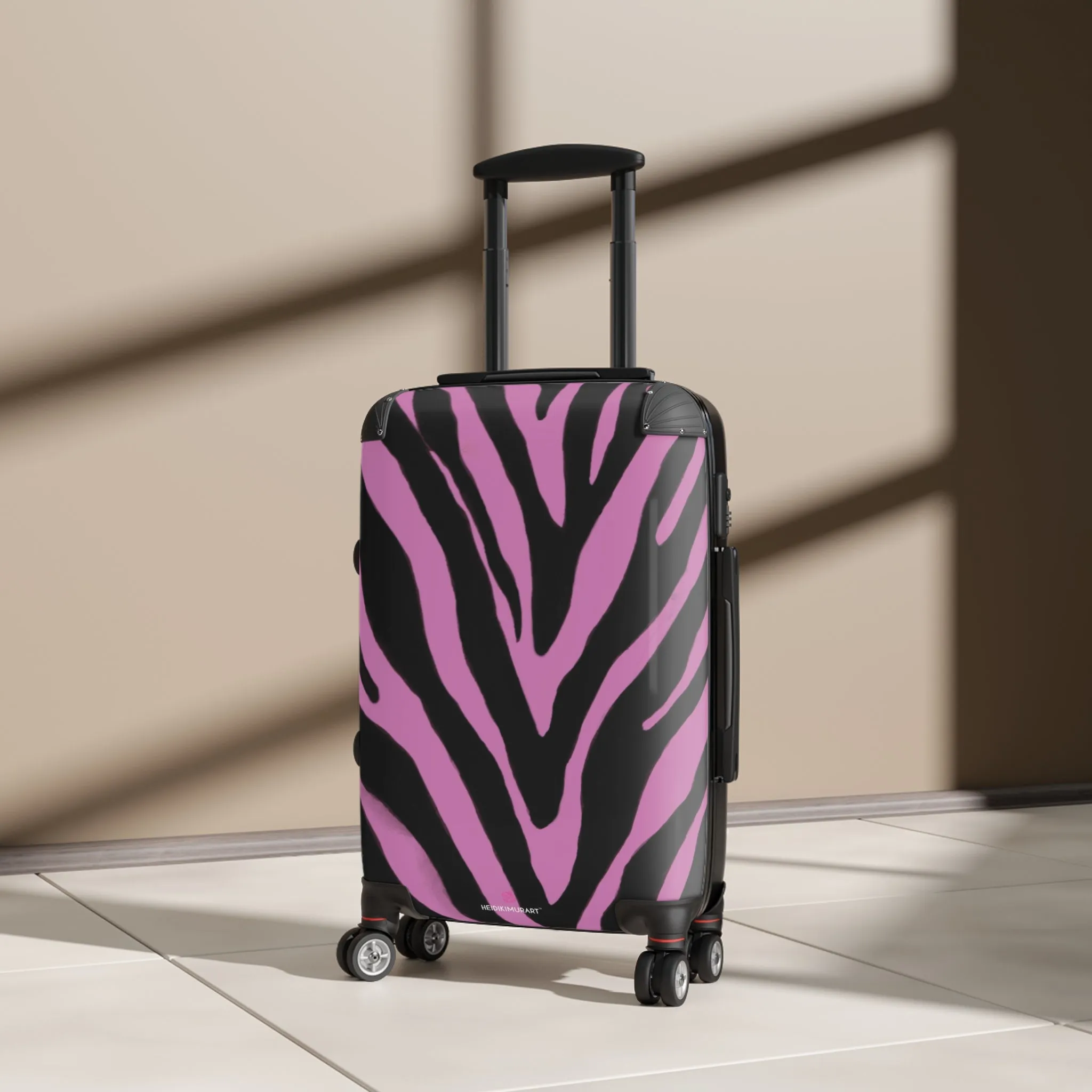 Light Pink Zebra Print Suitcases, Animal Print Best Suitcases, Travel Bag Suitcases (Small, Medium, Large)